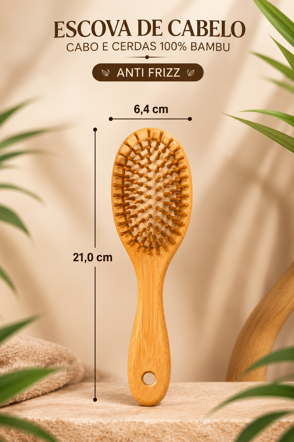 Labella Mar Escova Anti-Frizz de Bambu