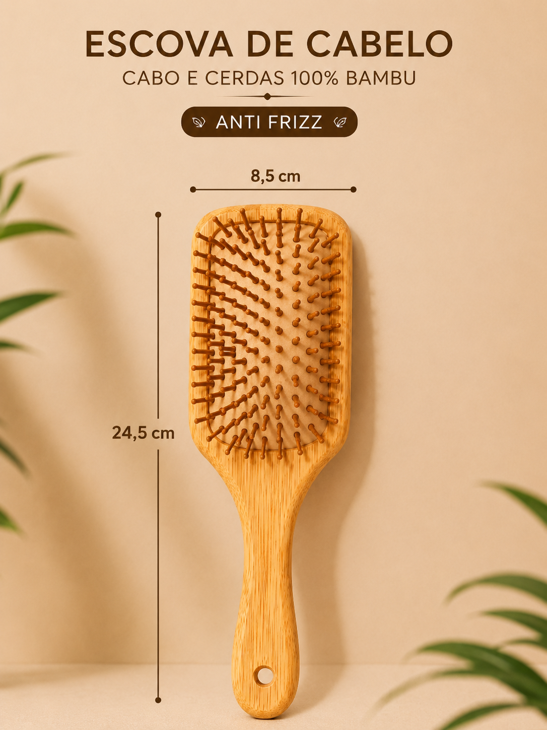 Labella Mar Escova Anti-Frizz de Bambu