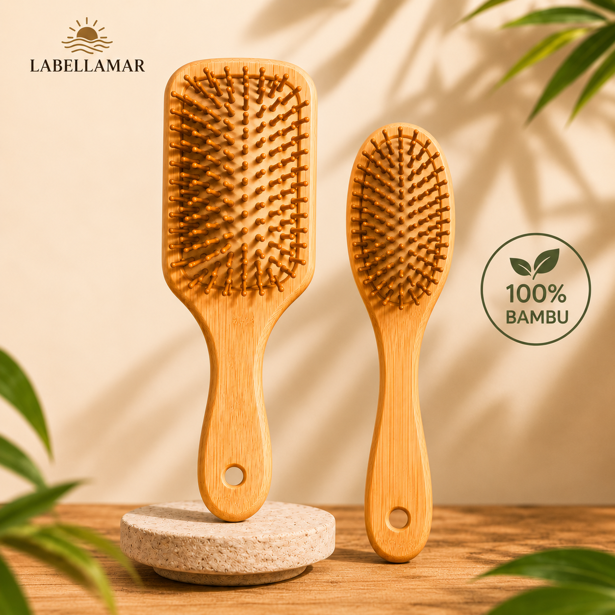 Labella Mar Escova Anti-Frizz de Bambu