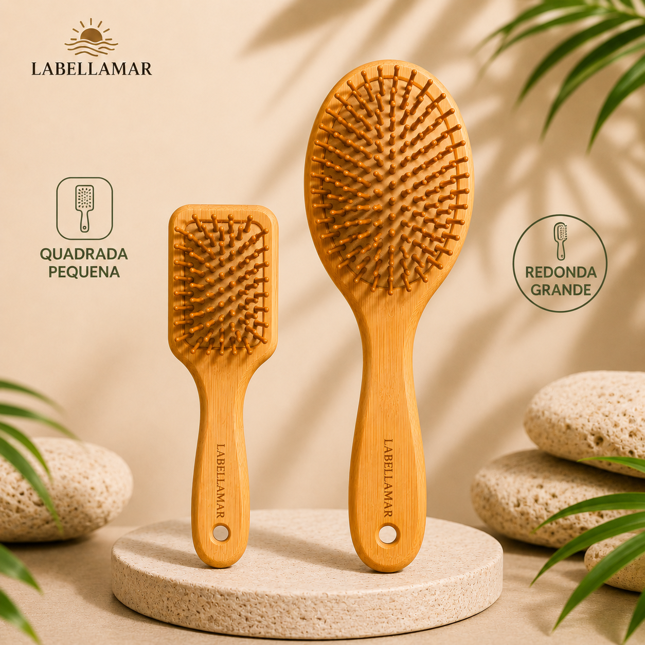 Labella Mar Escova Anti-Frizz de Bambu