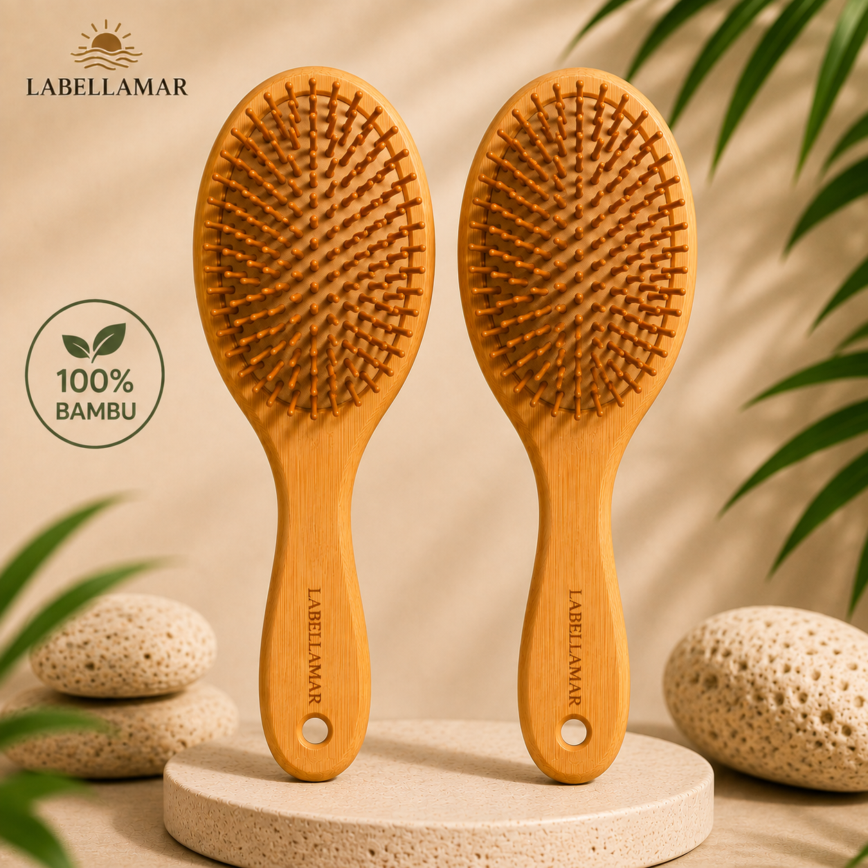 Labella Mar Escova Anti-Frizz de Bambu