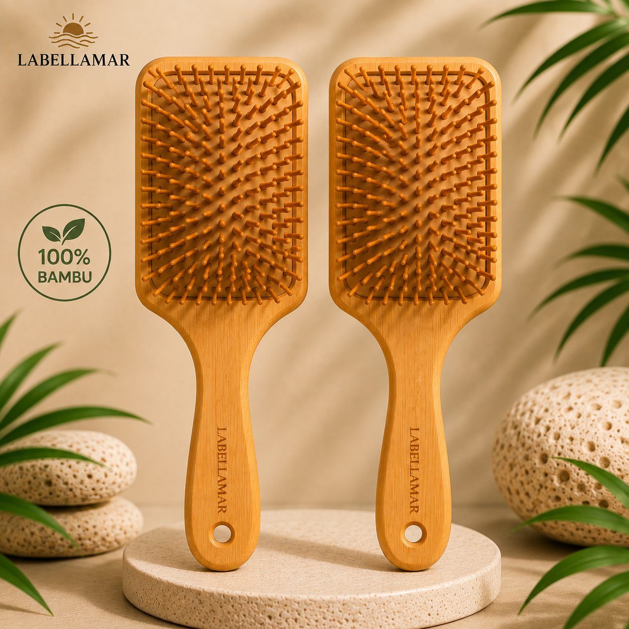 Labella Mar Escova Anti-Frizz de Bambu