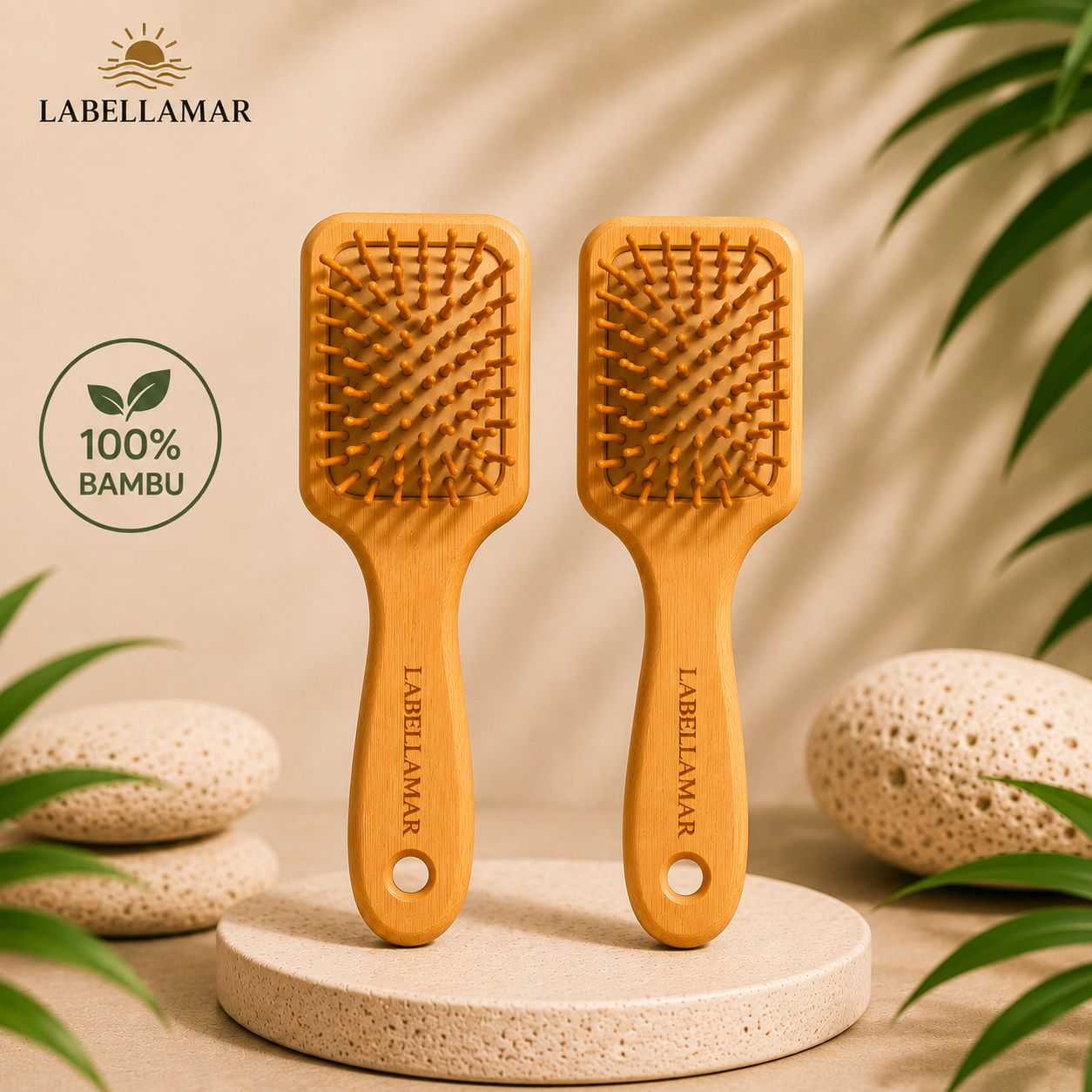 Labella Mar Escova Anti-Frizz de Bambu