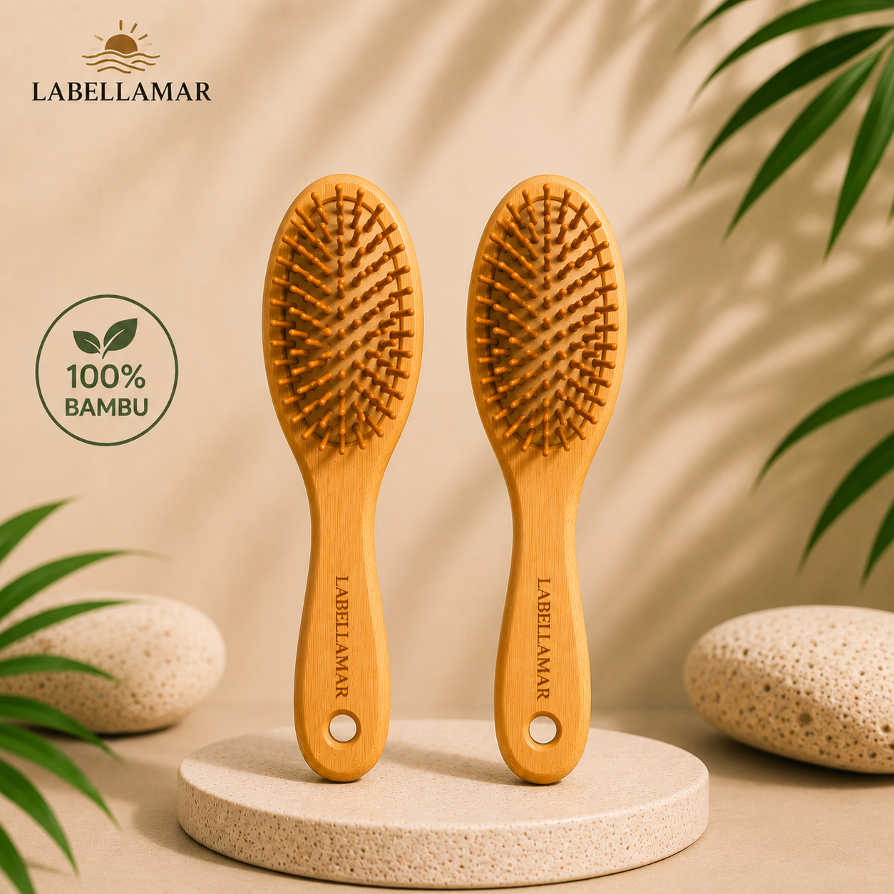Labella Mar Escova Anti-Frizz de Bambu