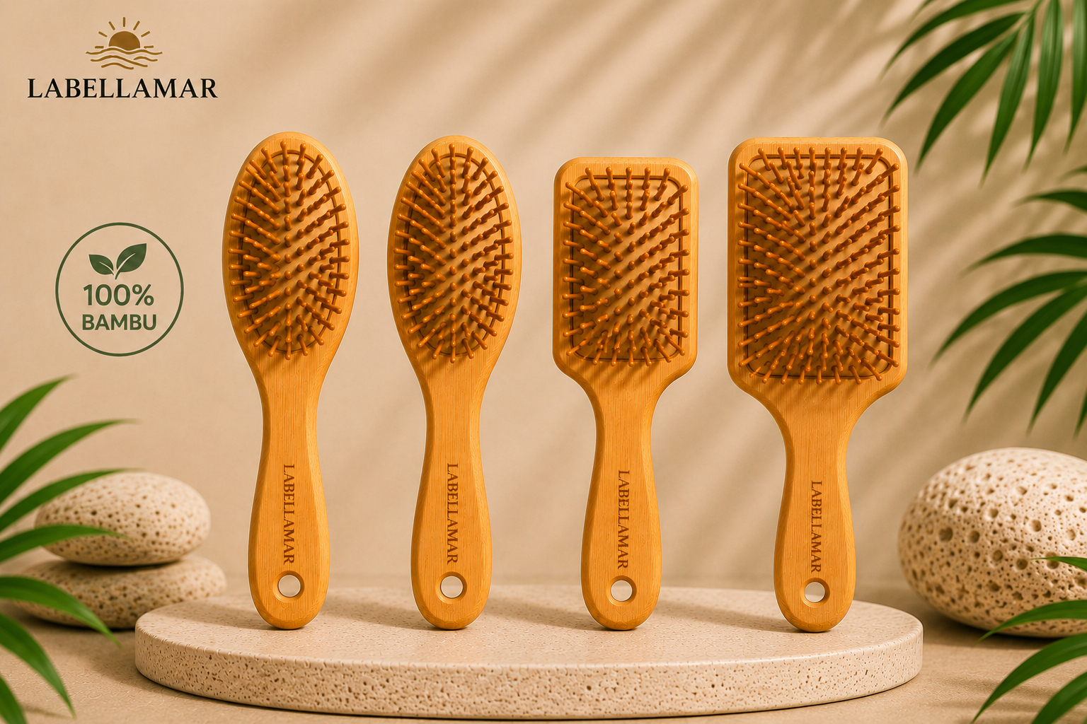 Labella Mar Escova Anti-Frizz de Bambu