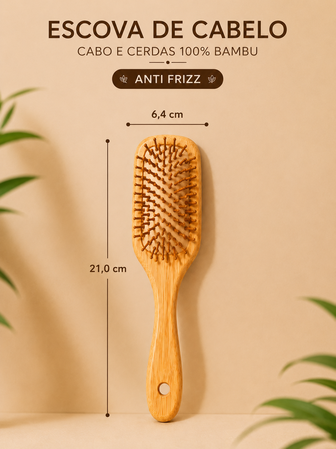 Labella Mar Escova Anti-Frizz de Bambu