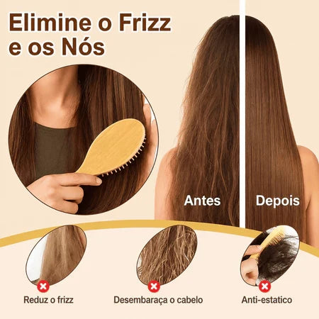 Labella Mar Escova Anti-Frizz de Bambu