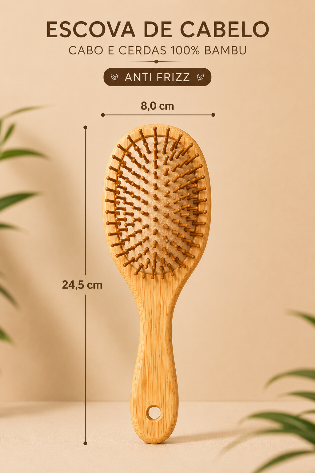 Labella Mar Escova Anti-Frizz de Bambu
