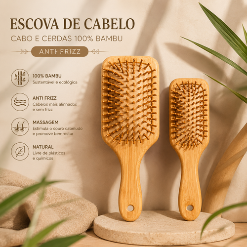 Labella Mar Escova Anti-Frizz de Bambu